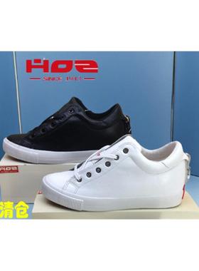 后街HOZ牛皮内增高女鞋 小白鞋百搭黑色低帮春秋休闲鞋板鞋学生鞋
