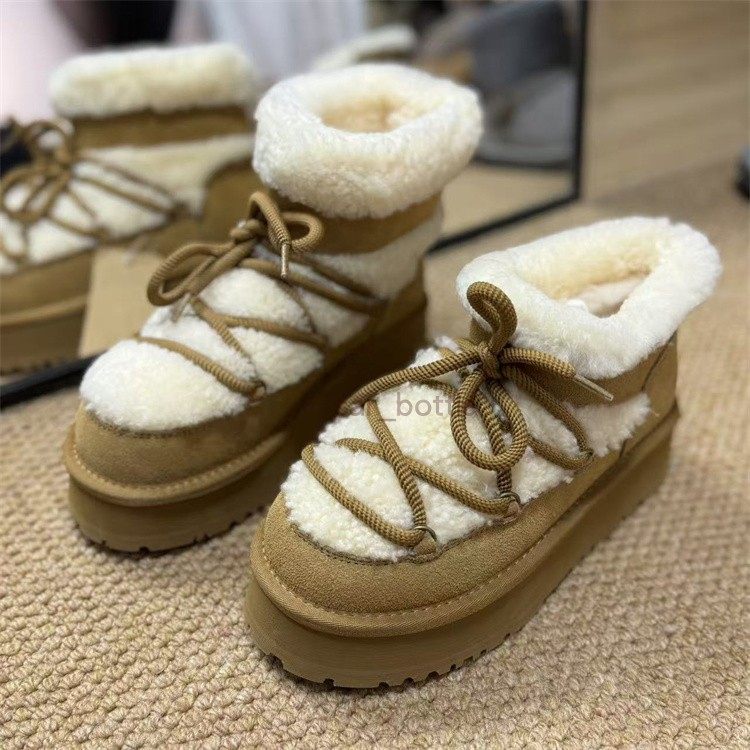 澳版雪地靴EVERAU秋冬女鞋羊羔毛羊皮毛一体厚底增高UEA3012