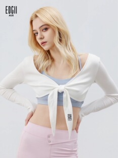 EDGII运动瑜伽服罩衫 正反两穿 盘带披肩外搭露肩长袖