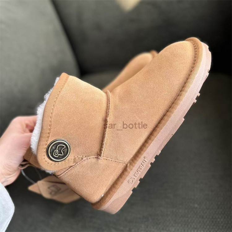 EVERAU铜扣雪地靴羊皮毛一体内里