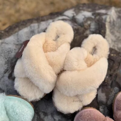 防滑厚底居家外穿保暖羊毛拖鞋