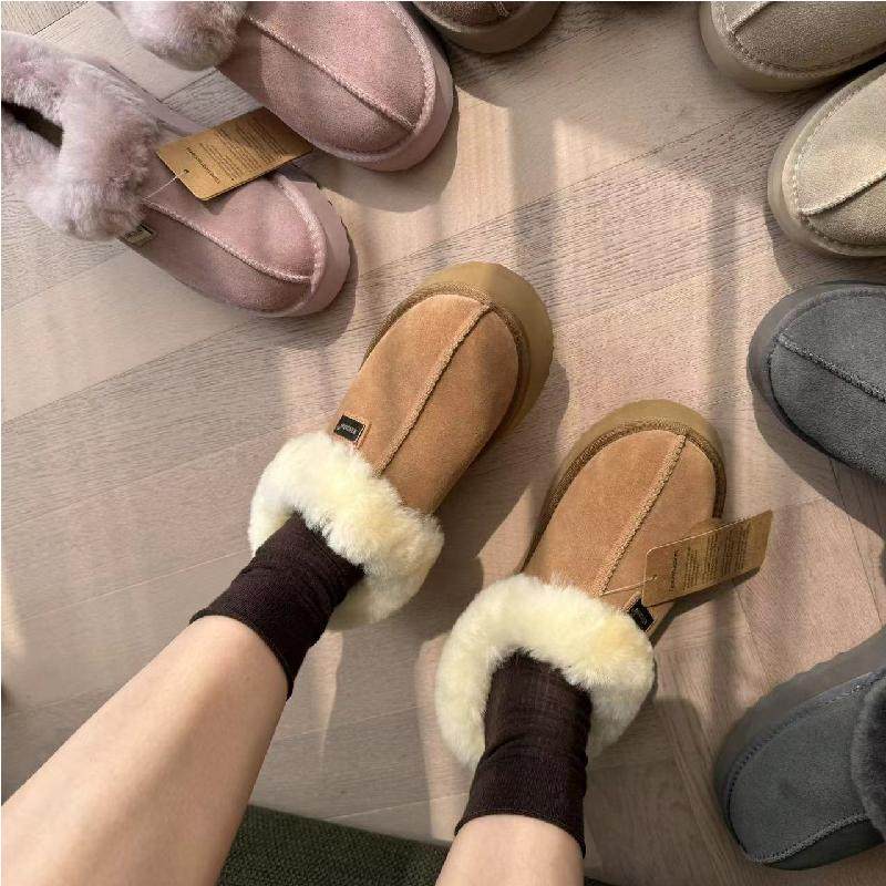 澳洲EVERAU秋冬女鞋翻毛厚底棉鞋拖鞋一脚蹬羊毛便鞋懒人鞋2001,女鞋,时尚雪地靴,淘宝优惠券,粉丝福利购,淘宝优惠卷