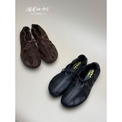 树手工鞋【轻裸羊皮手套鞋】软糯浅口圆头通勤女鞋真皮一脚蹬L126