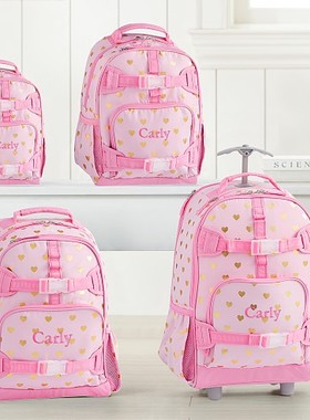 美国pottery barn kids粉红色心形幼儿园小学生背包拉杆书包餐包
