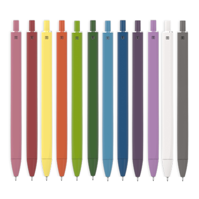 欧文赛斯12色彩色芯中性笔定制按动式广告笔 0.5mm水笔定做印刷logo办公宣传刻字礼品学生考试笔记用文具批发