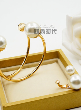 开口不对称贝壳戒指可调节手镯