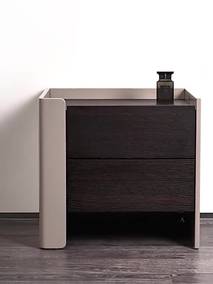 意式极简床头柜烟熏色简约现代烤漆小户型床边柜创意卧室储物柜子