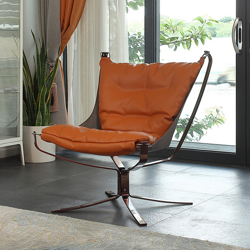 单人沙发椅子轻奢客厅休闲沙发家用懒人极简实心钛金设计师猎鹰椅