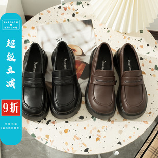 柒步森林厚底小个子英伦风小皮鞋 平底jk制服单鞋 学院乐福鞋 女春季