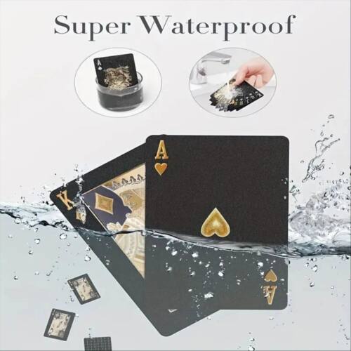 Black Golden Foil Poker Waterproof Plastic Playing Cards Mat