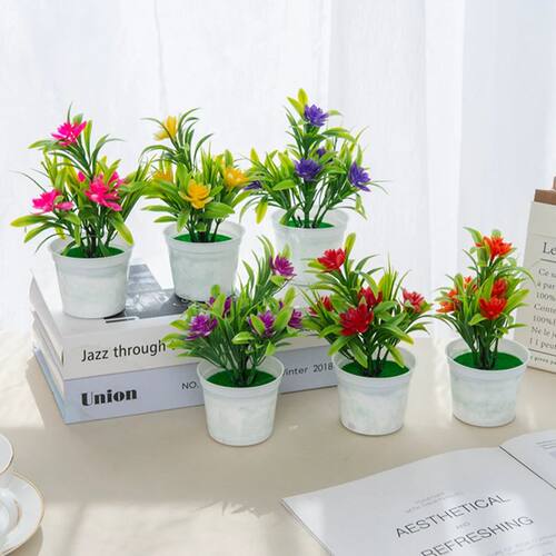 Artificial Flowers Bonsai Vase for Home Decor Mini Potted Ch