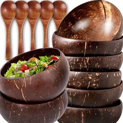 Women 12-15cm Natural Coconut Bowl Dinner Set Handmade Woode