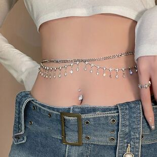 Luxury Sexy Rhinestone Star Tassel Pendant Waist Belly Belt