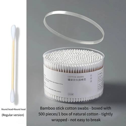 500PCS Disposable Cotton Swab Box With Double End Round Head