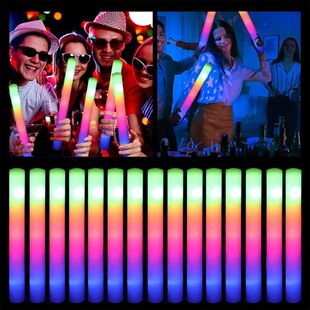 15/30Pcs LED Glow Sticks Bulk Colorful RGB Glow Foam Stick