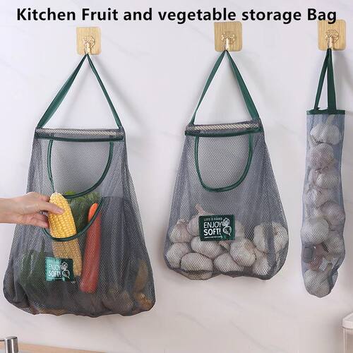 Reusable Storage Bags Kitchen Hanging Mesh Bag Home Fruit