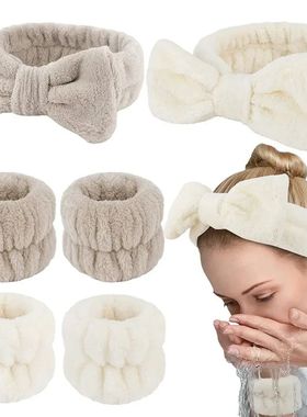 3Pcs Spa Headband Wristband for Washing Face Microfiber Make