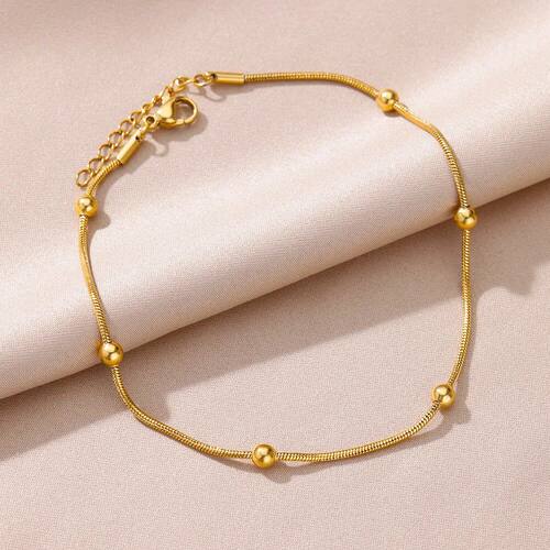Vintage Anklets for Women Stainless Steel Beads Chain Anklet
