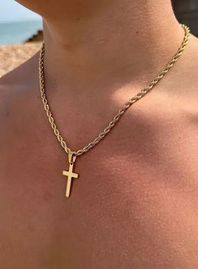 New Stainless Steel Cross Pendant Necklace for Men Women Min