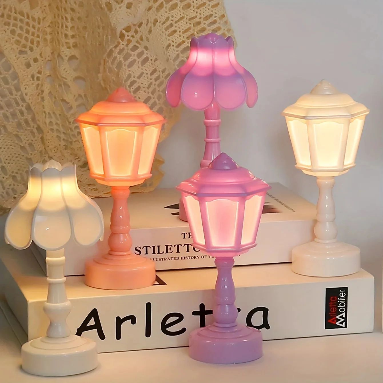Geometric Flower Bud Button Battery LED Table Lamps Desk Nig