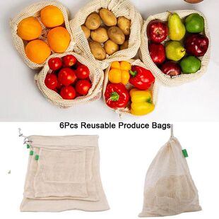 Cotton Mesh Vegetable Bags Produce Bag Reusable Cotton Mesh