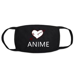 1PCS Black Bilayer Cotton Heart Anime Mouth Mask Anti Haze D