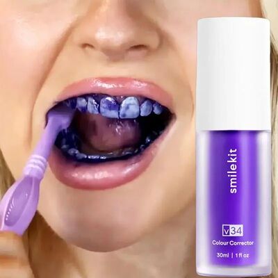 30ml V34 SmileKit Purple Toothpaste Removes Tartar Clean Ora