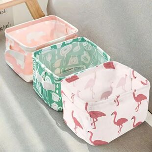 1pc Cotton Linen Fabric Waterproof Desktop Sundries Basket