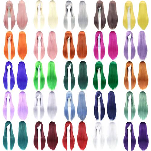 Soowee Long Synthetic Hair White Purple Cosplay Wigs Party B