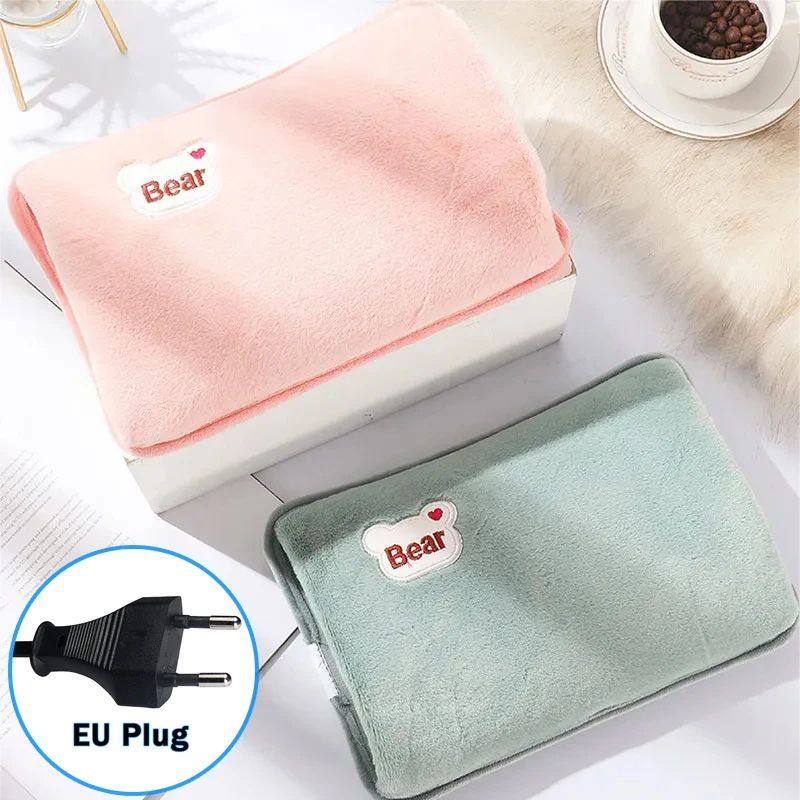 EU Plug Hand Warmer Electric Hot Water Bag Winter Soft Plush