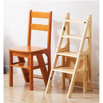 Solid Wood Ladder Chair Household Ladder Chair Folding Dual