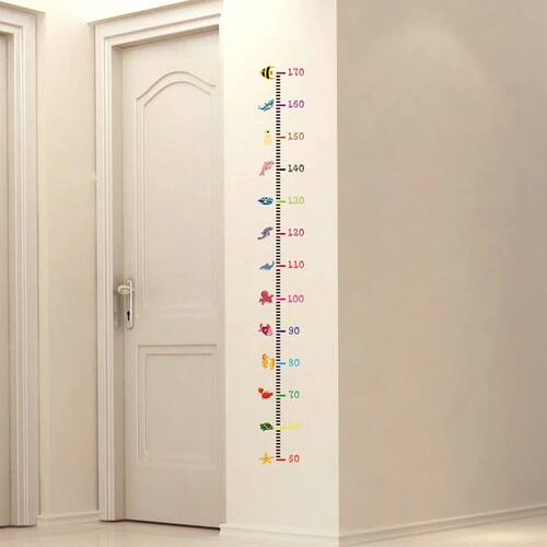 Cartoon Seabed Animals Height Measure Wall Stickers Home Dec