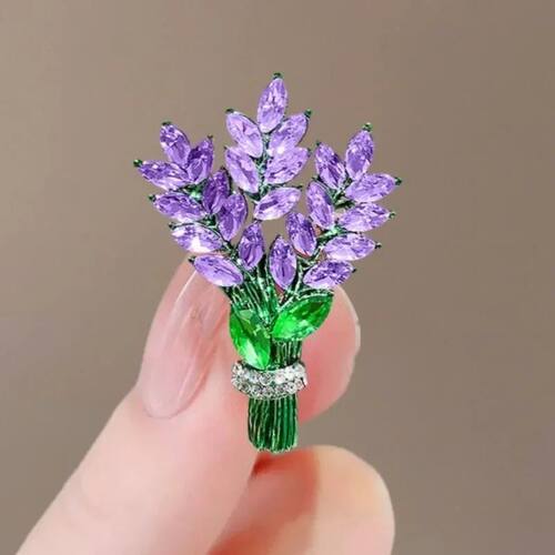 Exquisite Purple Lavender Brooch Women's Brooches Crystal