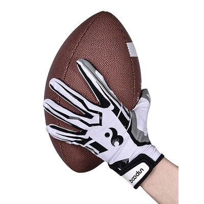 Football gloves with padding receiving gloves with adhesive