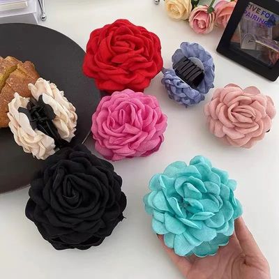 Stereoscopic Rose Flower Hair Clip Fpr Women Elegant Back of