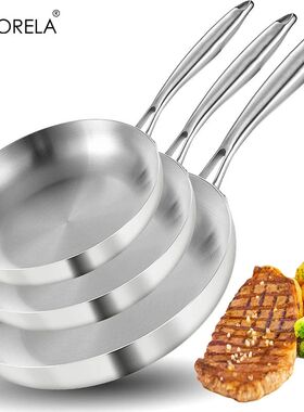 2/3PCS Frying Pan 22/24/26/28CM 304 Stainless Steel 2MM Thic