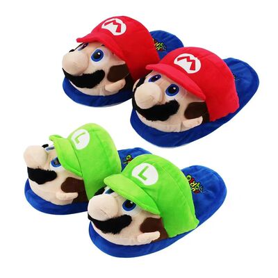 Cute Luigi Mario Game Slippers for Kids, Indoor Non-Slip