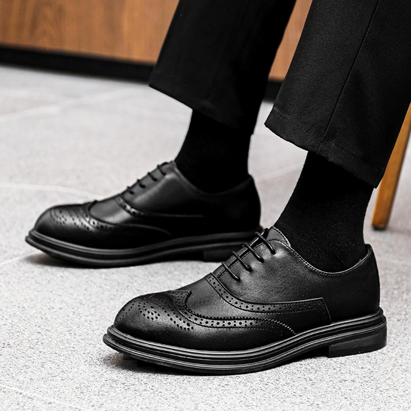 布洛克皮鞋男款春季2026新款男士尖头商务西装鞋休闲百搭正装男鞋,流行男鞋,休闲皮鞋,淘宝优惠券,粉丝福利购,淘宝优惠卷