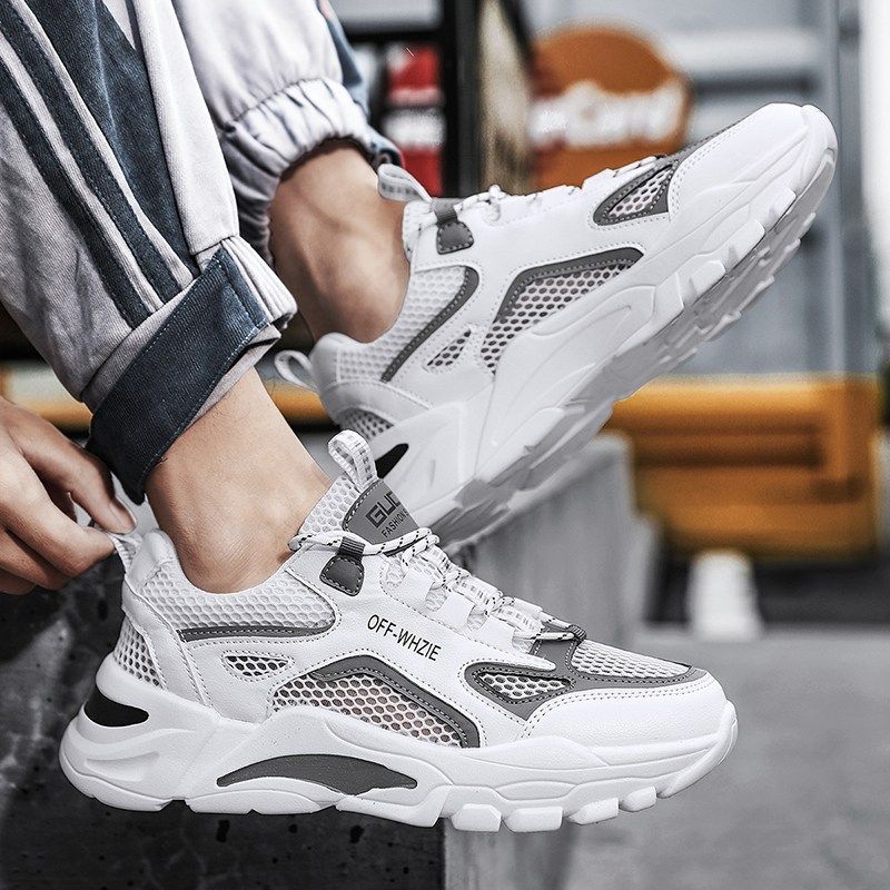 남성 신발 2024 뉴 여름 통기성 남성 메쉬 메쉬 신발 중공 남성 대형 45 여름 캐주얼 스포츠 신발