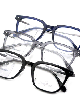 SANTAMONICA圣曼尼加大码方框圆脸眼镜框男女休闲板材镜架SM51017