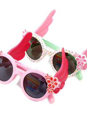 专柜Anbay安比儿童太阳镜 女孩宝宝时尚可爱小花瓣遮阳墨镜A21249