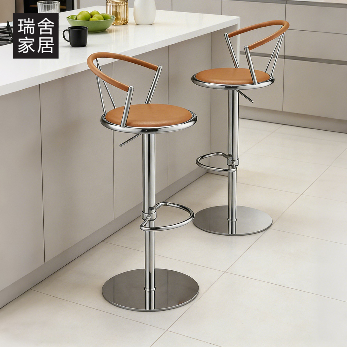2026新款吧台椅家用设计师款靠背椅轻奢吧椅不锈钢旋转升降椅子,住宅家具,家用高脚椅,淘宝优惠券,粉丝福利购,淘宝优惠卷