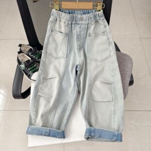 萌尚童装女童时尚弯道牛仔裤2025新款儿童春装时髦长裤小女孩裤子