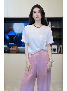 小乖逃D新款醋酸白色T恤纯净版宽松百搭240307