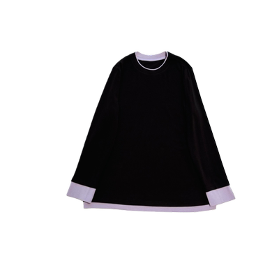 小乖逃时尚假两件紫色卫衣圆领紫色袖简约秋冬宽松百搭款S25771