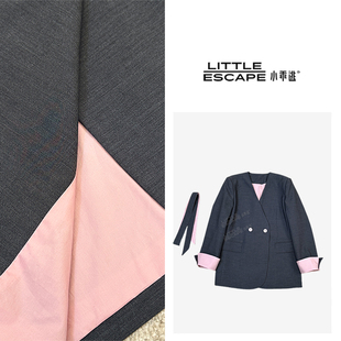 S25156 子双口袋外套 小乖逃灰色西装 灰色撞粉色袖