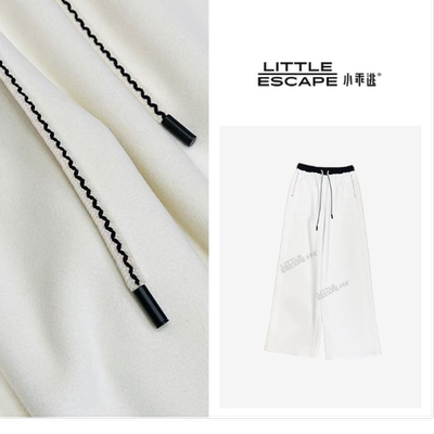 小乖逃休闲时尚白色长裤黑色腰头羊丝毛长裤S25631