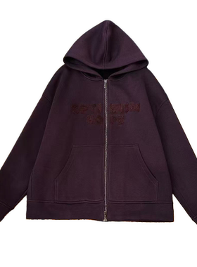 小乖逃休闲紫色外套秋冬OP字母连帽圆领宽松M9653
