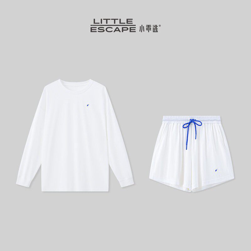 小乖逃韩系简约风刺绣休闲套装夏季显瘦防晒上衣短裤两件套TS8419