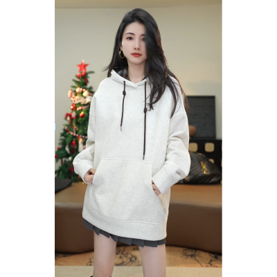 小乖逃休闲时尚灰色卫衣长袖连帽M8175